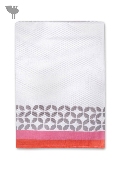 Handloom Cotton Hand Towel With Block Print Border